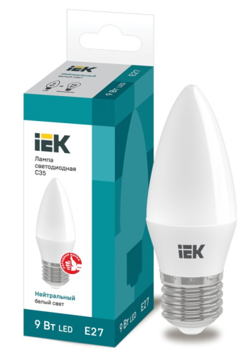 Лампа светодиодная C35 свеча 9Вт 230В 4000К E27 IEK