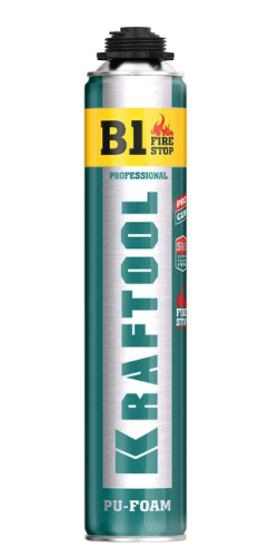Монтажная пена KRAFTOOL FIRE STOP B1, 750 мл, пистолетная, огнестойкая, 240°С, SVS, выход до 45 л,