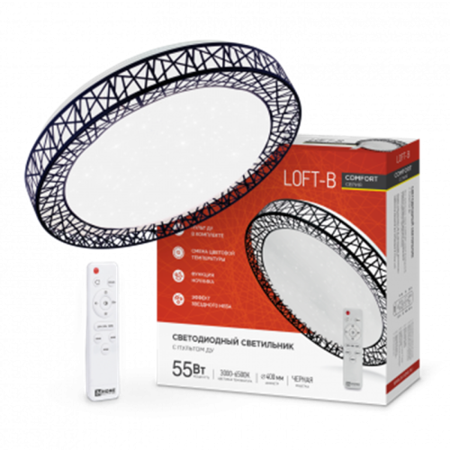 Светильник светодиодный COMFORT LOFT-B 55Вт 230В 3000-6500K 4400Лм 395x105мм с пультом ДУ IN HOME