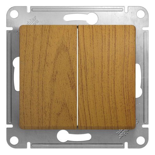 Выключатель 2-клавишный, сх.5, 10АХ, механизм, ДУБ GLOSSA