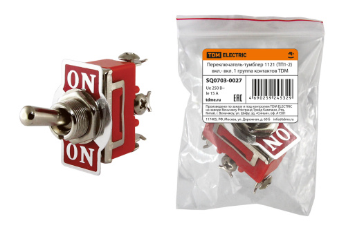 Переключатель-тумблер 1121 (ТП1-2) вкл.- вкл. 1 группа контактов TDM SQ0703-0027