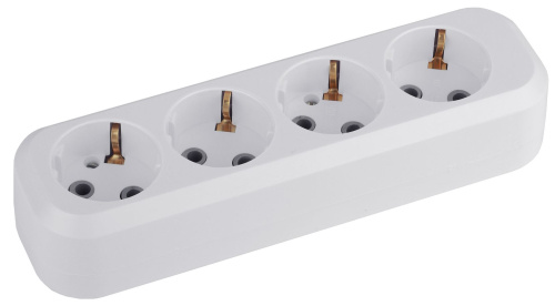 Колодка ЭРА KX-4e 4 розетки с заземлением белая