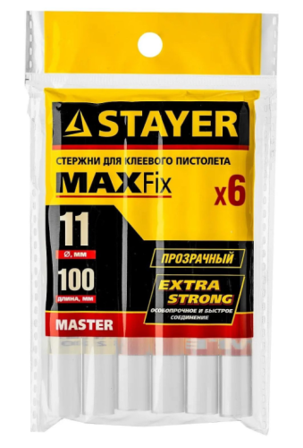 Стержни STAYER "MASTER" для клеевых (термоклеящих) пистолетов, 6шт, 11/100мм