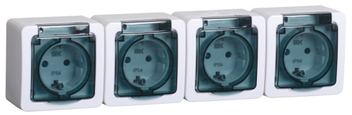 Розетка 4-местная для открытой установки РСб24-3-ГПБд с з/к IP54 ГЕРМЕС PLUS (цвет крышки: дымчатый)