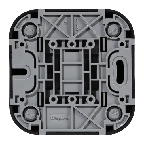 Переключатель 2-клавишный схема 6/2 для открытой установки 10АХ чёрный матовый QUTEO