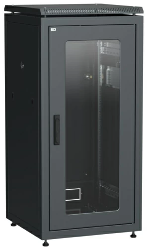 Шкаф сетевой 19" LINEA N 28U 600х800 мм стеклянная передняя дверь черный ITK