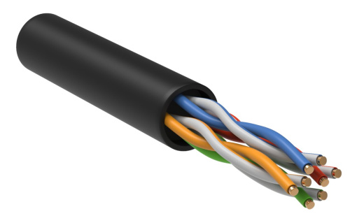 Витая пара U/UTP кат.5E 4х2х24AWG solid LDPE черный (305м) ITK