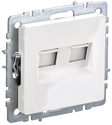 Розетка двойная RJ11+RJ45 кат.5E РК/Т12-БрБ белый BRITE IEK