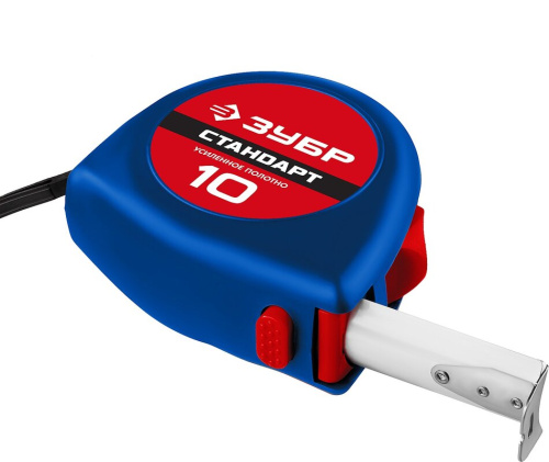 Рулетка ЗУБР "МАСТЕР" "КОМФОРТ", корпус с резиновым напылением, 10мх25мм