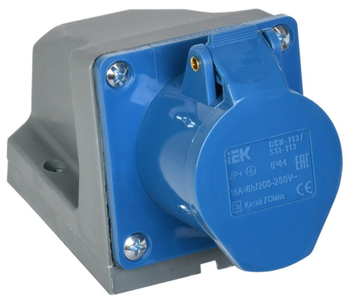 Розетка стационарная ССИ-113 2P+PE 16А 200-250В IP44 IEK