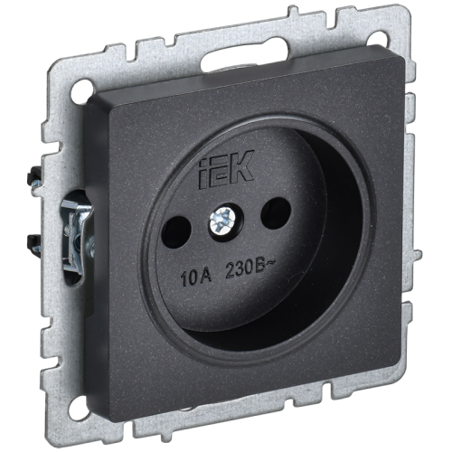 Розетка 1-местная без заземления без защитных шторок 10А РС10-1-0-БрЧ черный BRITE IEK