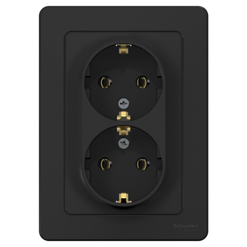 Розетка 2-м СП Blanca 16А IP20 250В с заземл. без защ. шторок антрацит SE 