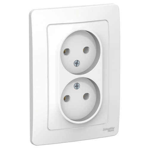 Розетка 2-м СП Blanca 16А IP20 250В без заземл. без защ. шторок бел. SE 