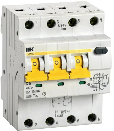 АВДТ 34 C6 10мА - Автоматический Выключатель Дифф. тока