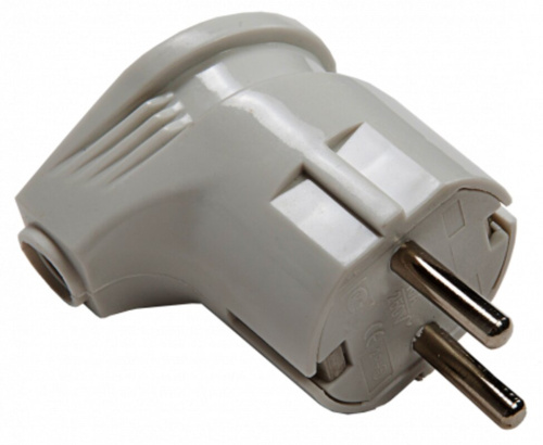 Вилка угловая с заземлением 16А белая 4110 IN HOME