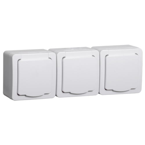 Розетка 3-местная для открытой установки РСб23-3-ГПБб с з/к IP54 ГЕРМЕС PLUS белый