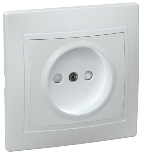 Розетка 1-местная без заземления с защитными шторками 10А РСш10-2-КБ белый KVARTA GENERICA