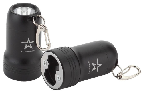Фонарь BB-601 АРМИЯ РОССИИ брелок Привал [0,5Вт + рефлектор, алюм, открывашка, 3xLR44 в ком, бл]