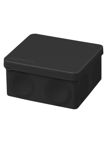 Распаячная коробка, двухкомпонентная, ОП 100х100х50 мм, IP66, 8 вх., черная, инд. штрихкод TDM