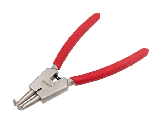 Щипцы для стопорных колец загнутый сжим 160мм, обливные рукоятки REXANT 