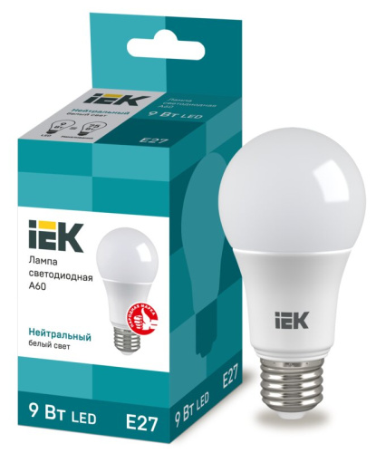 Лампа светодиодная A60 груша 9Вт 230В 4000К E27 IEK