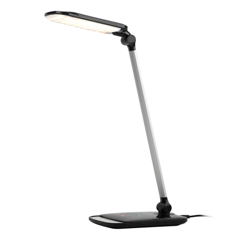 Настольный светильник ЭРА NLED-460-14W-BK-S светодиодный с ночником на основании черный с серебром