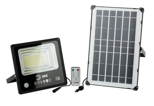 Прожектор светодиодный уличный на солн. бат. 100W, 1200 lm, 5000K, с датч. движения, ПДУ, IP65 ЭРА