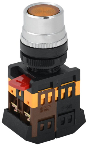 Кнопка ABLF-22 желтый d22мм неон/240В 1з+1р ИЭК