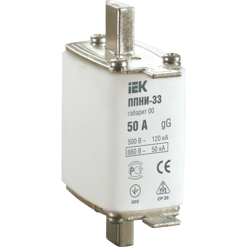 Плавкая вставка предохранителя ППНИ-33, габарит 0, 63А IEK