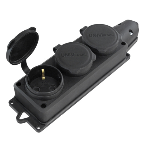 Колодка 3-м "КОМПАКТ" однофазная с заглушками (каучук) UNIVersal