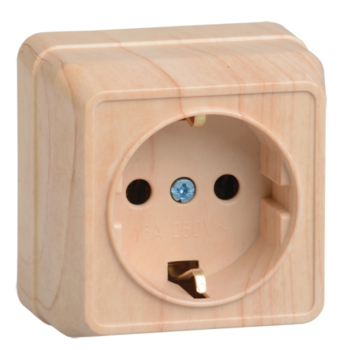 Розетка 1-местная с заземлением для открытой установки 16А РС20-3-ОС сосна OKTAVA GENERICA