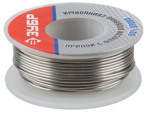 Припой ЗУБР оловянно-свинцовый, 60% Sn / 40% Pb, 25гр