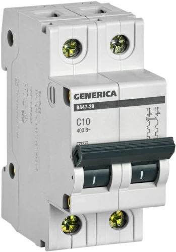 Авт. выкл. ВА47-29 2Р 10А 4,5кА х-ка С GENERICA