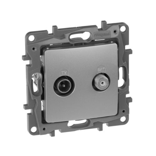 Розетка двойная TV+SAT тип звезда алюминий ETIKA