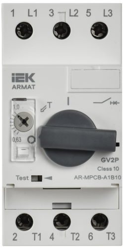 Автоматический выключатель защиты двигателя A1 GV2P 0,63-1А ARMAT IEK