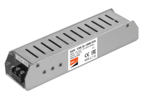 Блок питания (драйвер) BSPS  12V8,30A=100W IP20 5 л.гар. Jazzway
