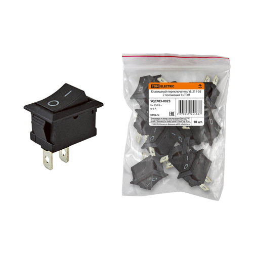Клавишный переключатель YL-211-05 черный 2 положения 1з TDM