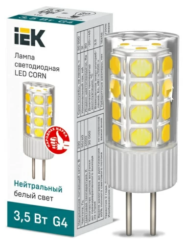 Лампа светодиодная CORN капсула 3,5Вт 230В 4000К керамика G4 IEK				