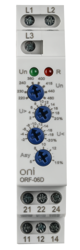 Реле контроля фаз ORF-06D 3 фазы 2 контакта 220-460В AC ONI