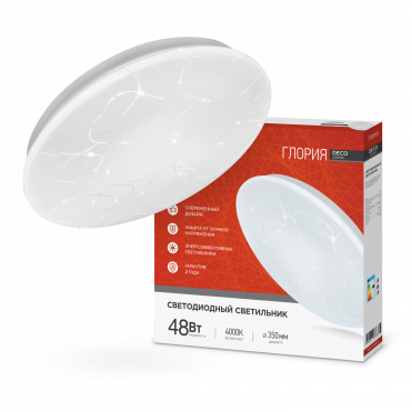 Светильник светодиодный серии DECO ГЛОРИЯ 48Вт 230В 4000К 4320Лм 380х55мм IN HOME