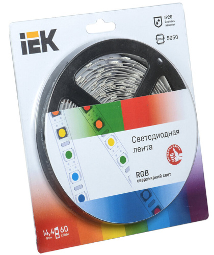 Лента светодиодная 5м  блистер  LSR-5050RGB60-14,4-IP20-12V IEK