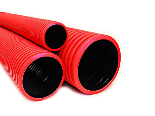 Труба гофр. ПНД/ПВД двустенная гибкая (SN8) d110 с/з красная (50м/уп)