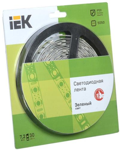 Лента светодиодная 5м  блистер  LSR-5050G30-7,2-IP20-12V IEK