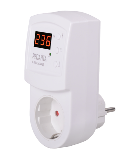 Блок защиты по напряжению "Ресанта" АЗМ-16АРД регулируемый (с дисплеем,в розетку)