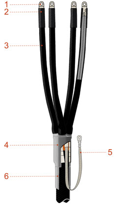 Муфта концевая 4ПКВНТпН-Б-1-25-50 внутренней-наружной установки для кабеля с пластмассовой изоляцией