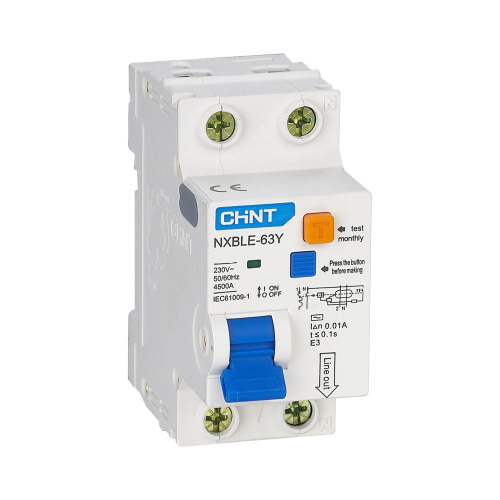 Диф. авт.выкл NXBLE-63Y 1P+N 25A 30мА электронный тип АС, х-ка С, 4,5кА (R) (CHINT)