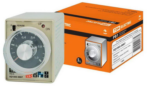 Реле времени 4-диапазоннное 2 режима цокольное РВ1A-2реж-1сек/10мин-5А-230В-8Ц TDM