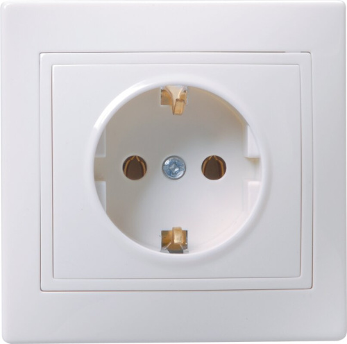Розетка 1-местная с заземлением без защитных шторок 16А РС10-3-КБ белый KVARTA GENERICA