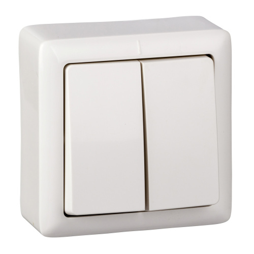 Выключатель О/У 2-клавишный 6А, 250В БЕЛЫЙ ХИТ