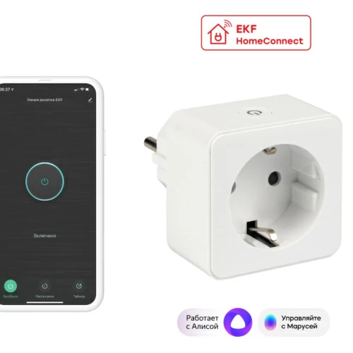 Умная розетка Wi-Fi EKF HomeСonnect бел.